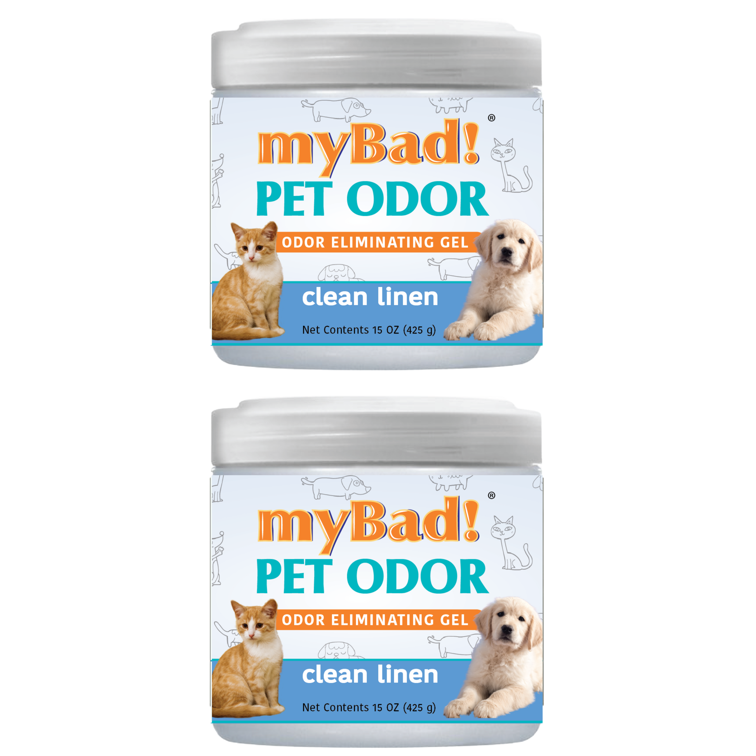 my Bad! Pet Odor Eliminator Gel 15 oz - Clean Linen (2 PACK), Air Fres ...