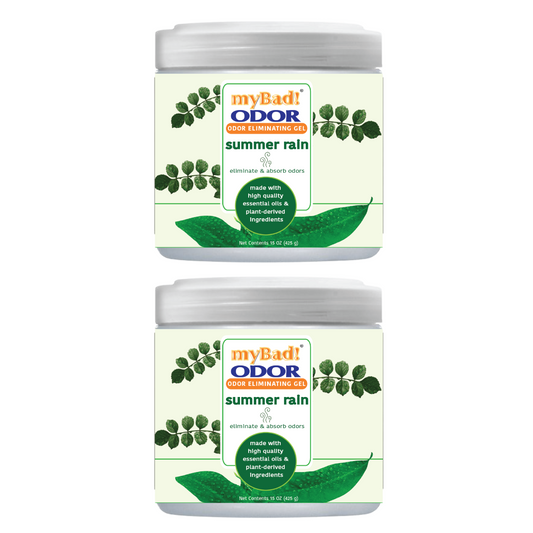 my Bad! Odor Eliminator Gel 15 oz - Summer Rain (2 PACK) Air Freshener - Eliminates Odors in Bathroom, Pet Area, Closets
