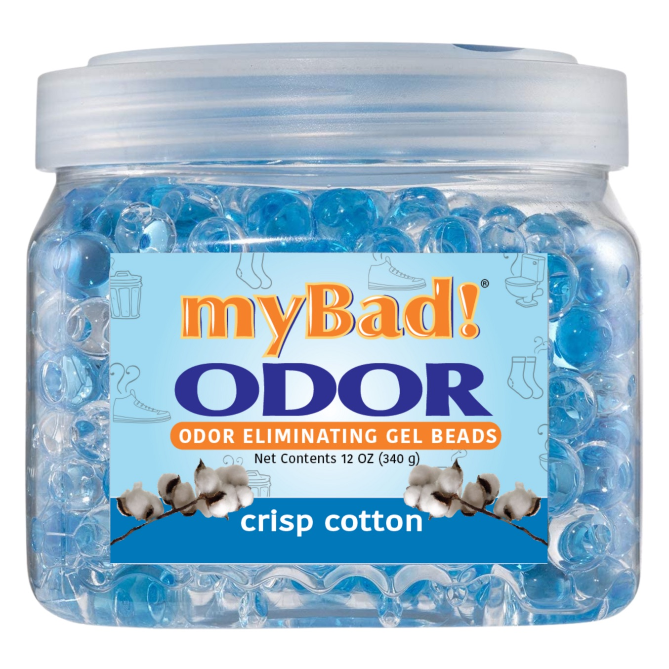 my Bad! Odor Eliminator Gel Beads 12 oz - Crisp Cotton
