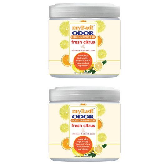 my Bad! Odor Eliminator Gel 15 oz - Fresh Citrus (2 PACK) Air Freshener - Eliminates Odors in Bathroom, Pet Area, Closets