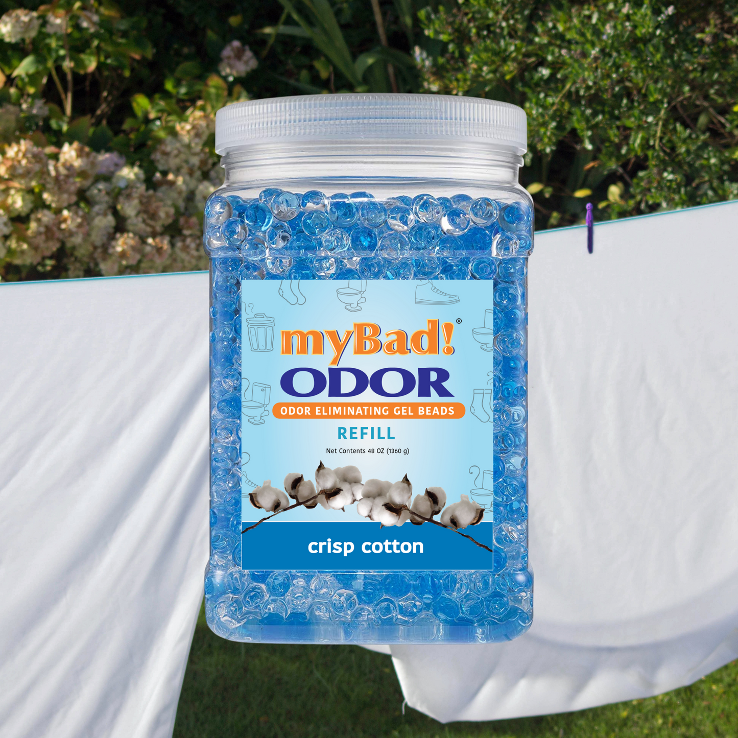 my Bad! Odor Eliminator Gel Beads 48 oz Refill - Crisp Cotton