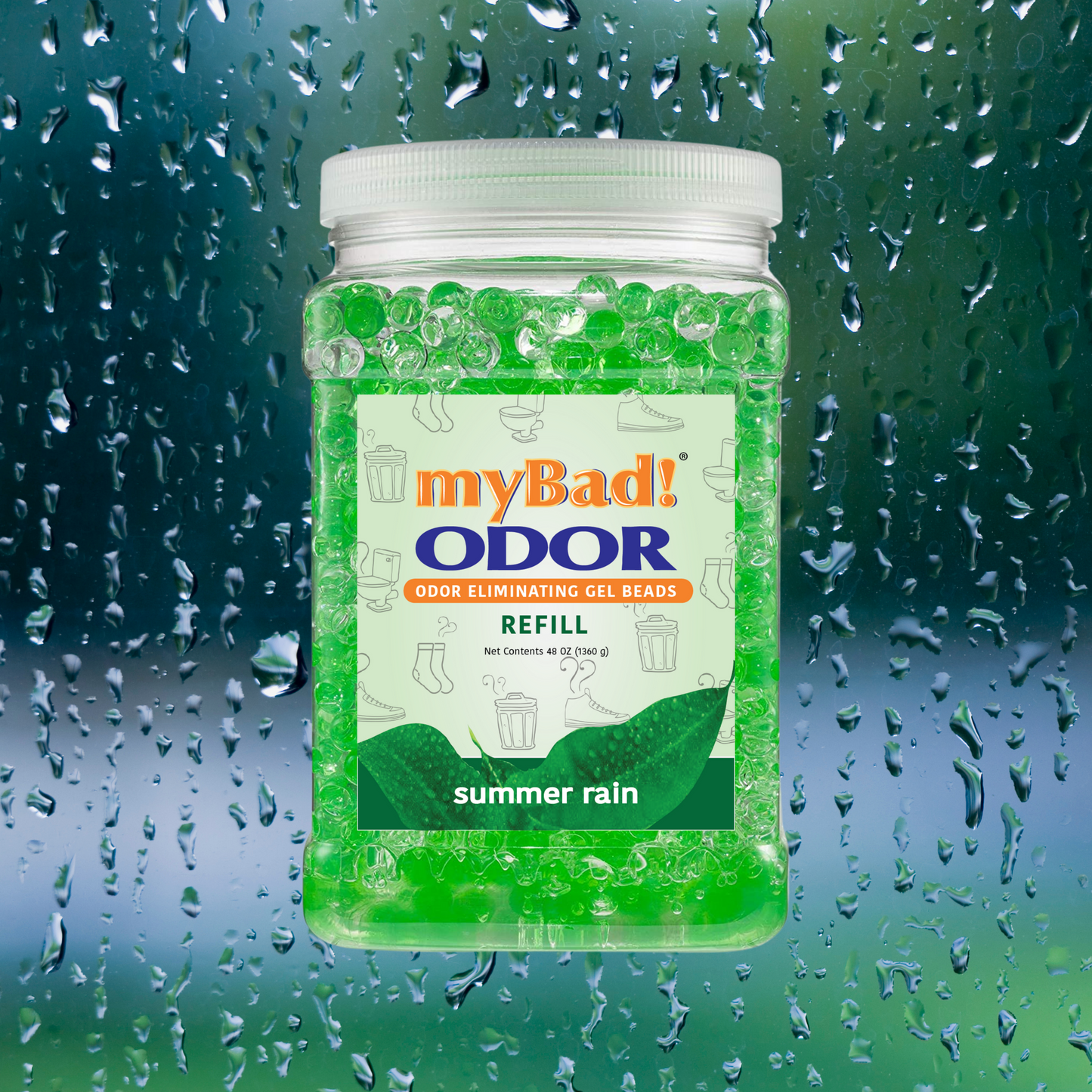 my Bad! Odor Eliminator Gel Beads 48 oz Refill - Summer Rain