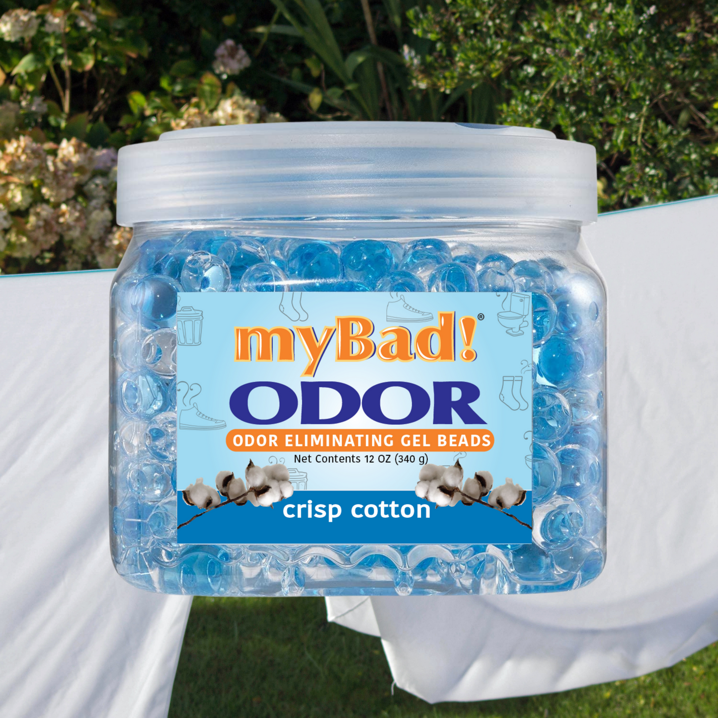 my Bad! Odor Eliminator Gel Beads 12 oz - Crisp Cotton