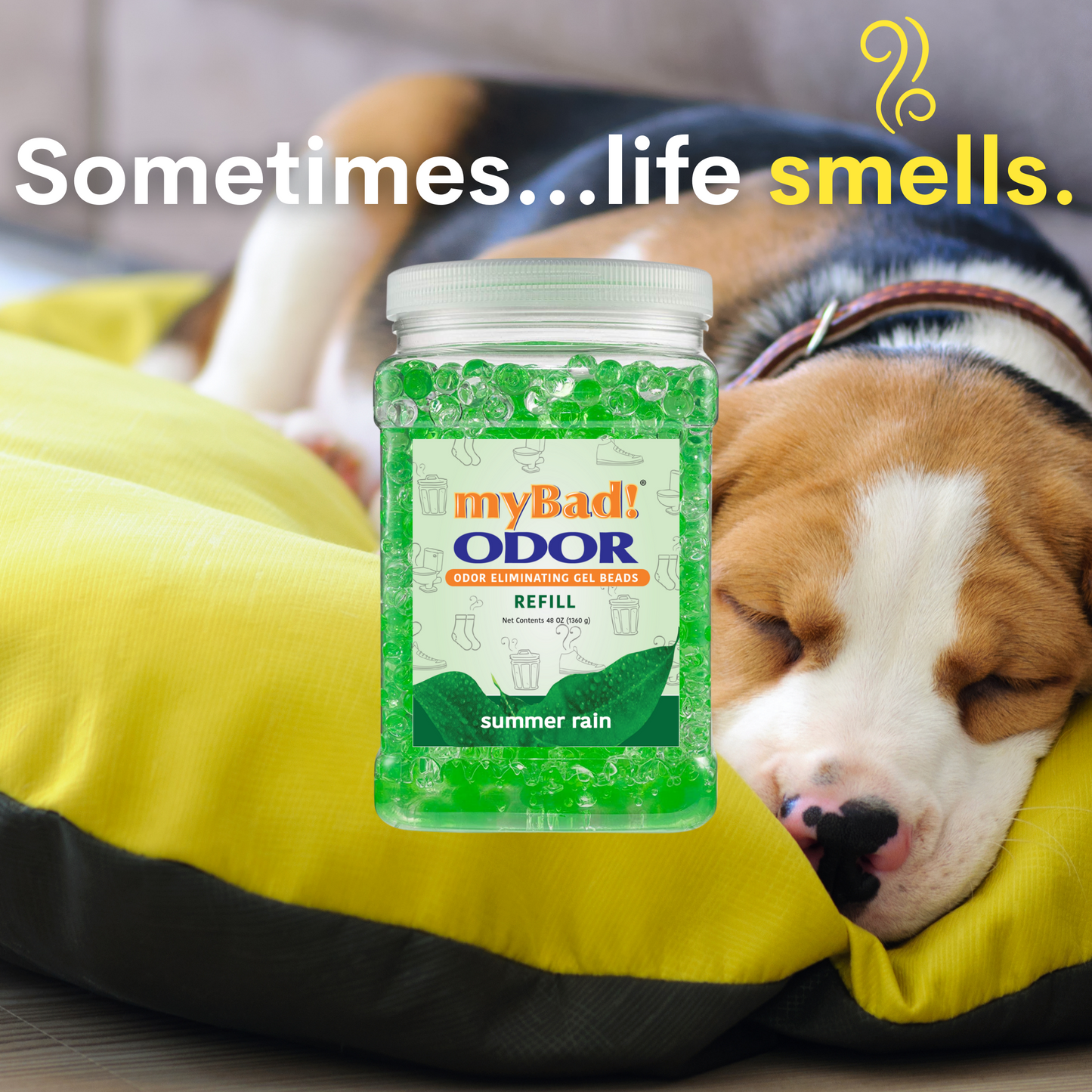 my Bad! Odor Eliminator Gel Beads 48 oz Refill - Summer Rain