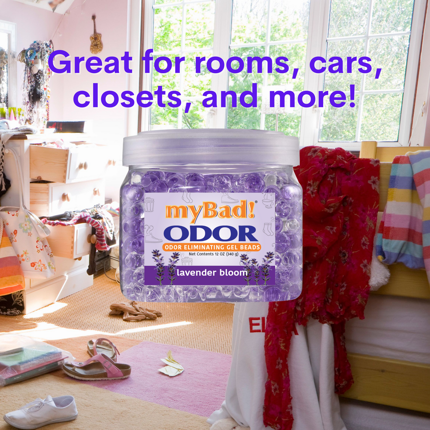 my Bad! Odor Eliminator Gel Beads 12 oz - Lavender Bloom