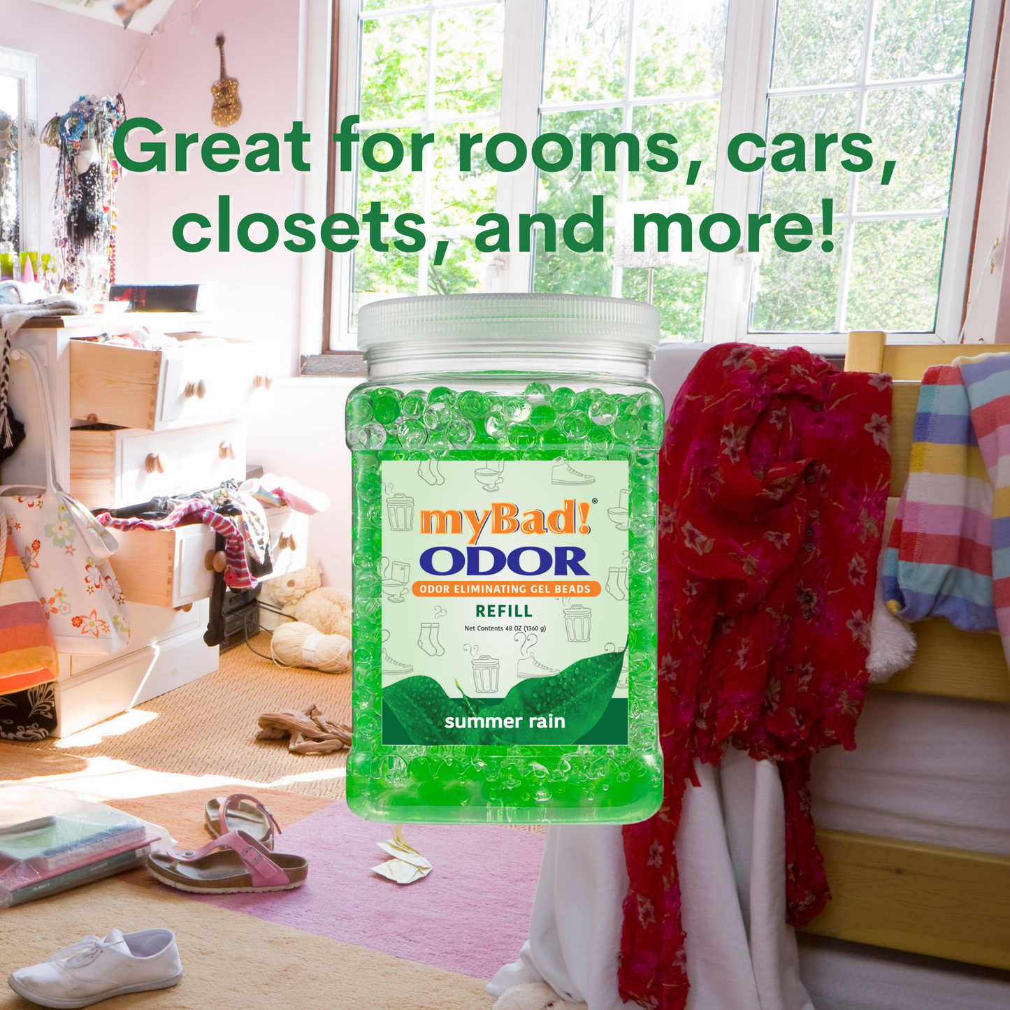 my Bad! Odor Eliminator Gel Beads 48 oz Refill - Summer Rain
