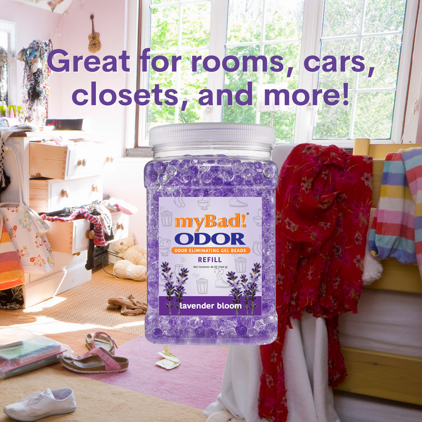 my Bad! Odor Eliminator Gel Beads 48 oz Refill - Lavender Bloom