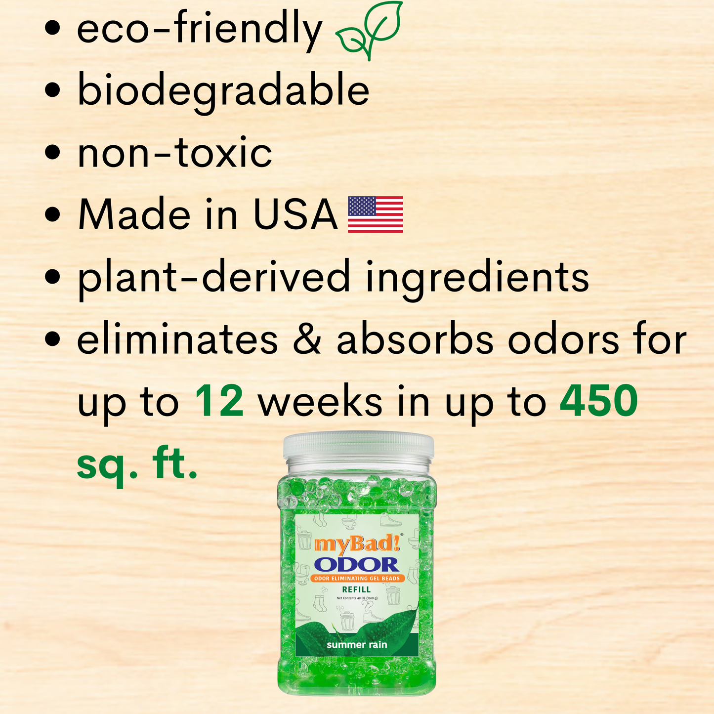 my Bad! Odor Eliminator Gel Beads 48 oz Refill - Summer Rain