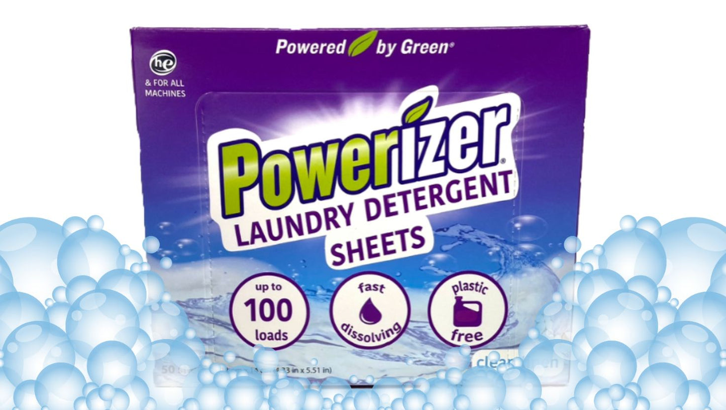 Powerizer Laundry Detergent Sheets – Up to 100 Loads |Eco-Friendly, Biodegradable, Plant-Based, Concentrated, No Plastic Jugs