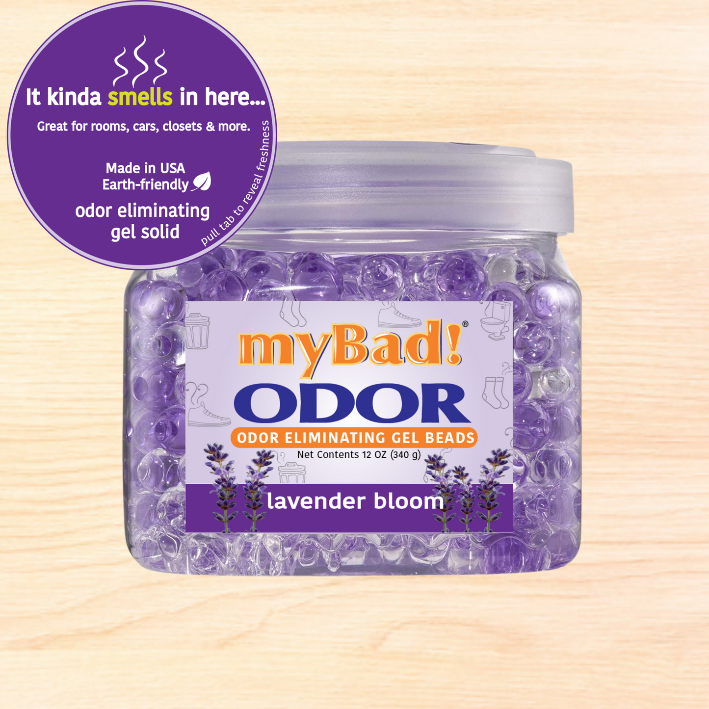 my Bad! Odor Eliminator Gel Beads 12 oz - Lavender Bloom