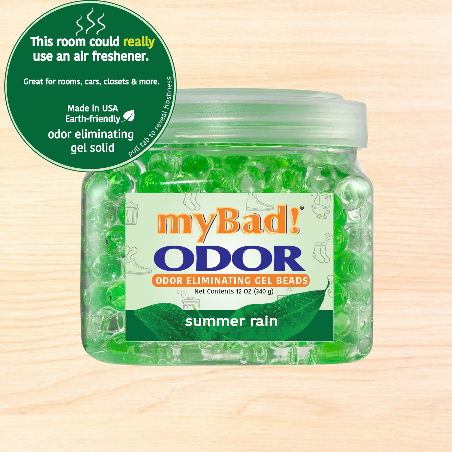 my Bad! Odor Eliminator Gel Beads 12 oz - Summer Rain
