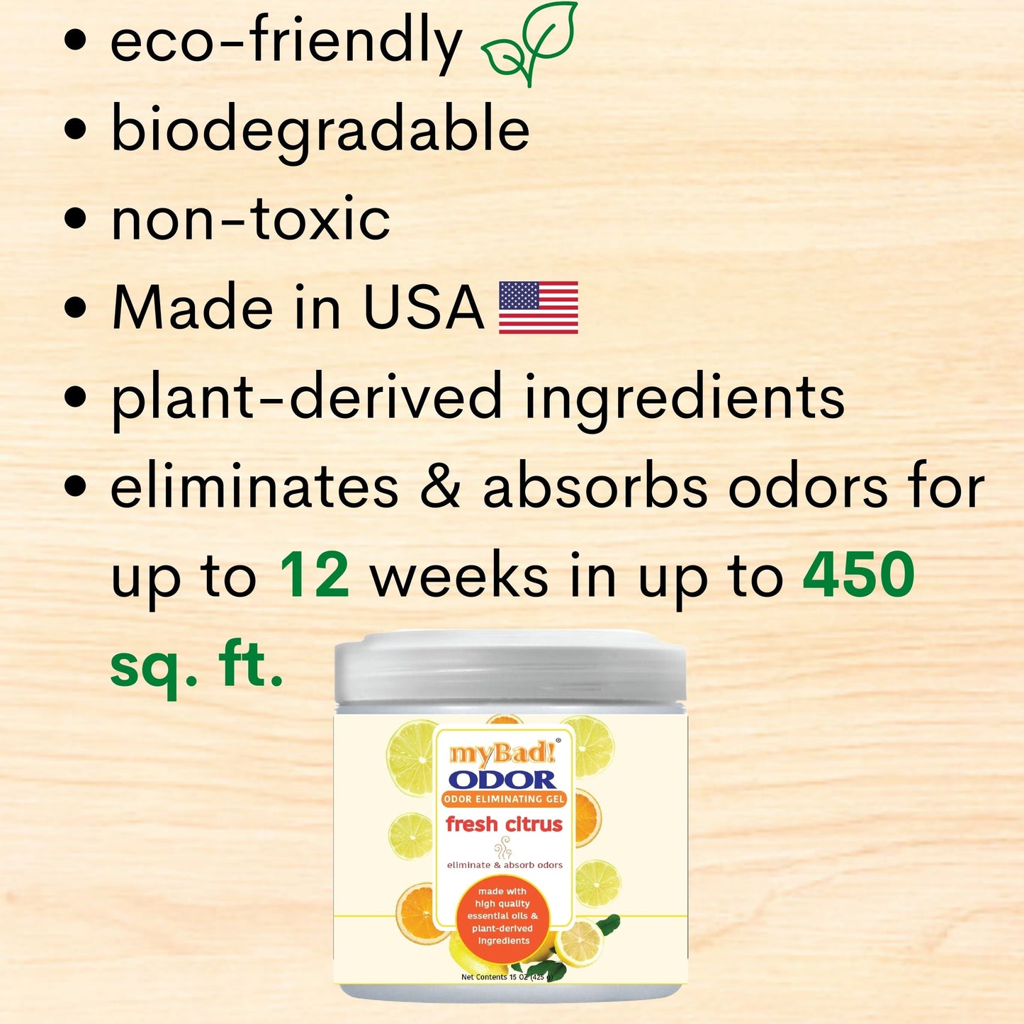 my Bad! Odor Eliminator Gel 15 oz - Fresh Citrus