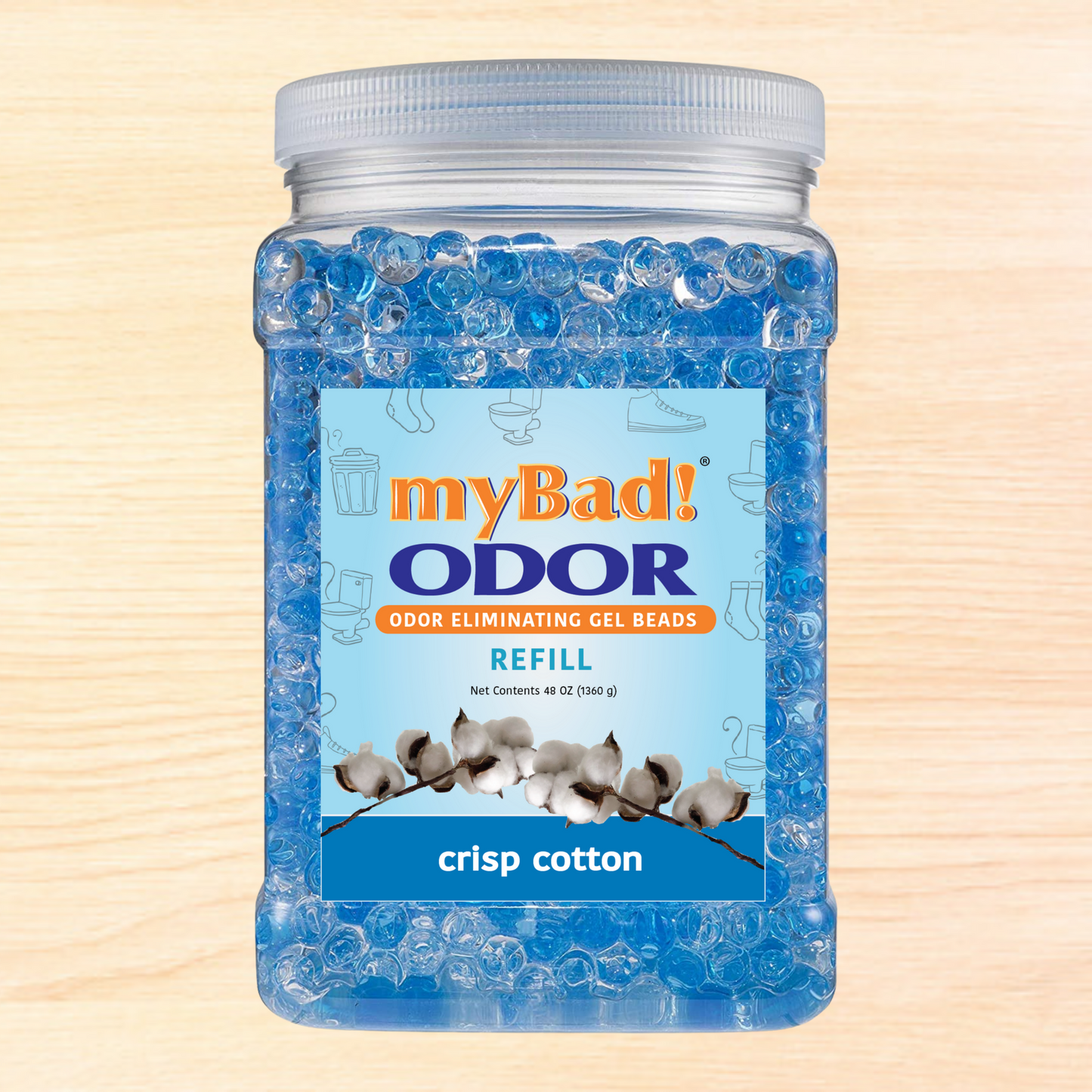 my Bad! Odor Eliminator Gel Beads 48 oz Refill - Crisp Cotton
