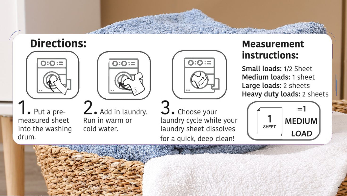 Powerizer Laundry Detergent Sheets – Up to 100 Loads |Eco-Friendly, Biodegradable, Plant-Based, Concentrated, No Plastic Jugs