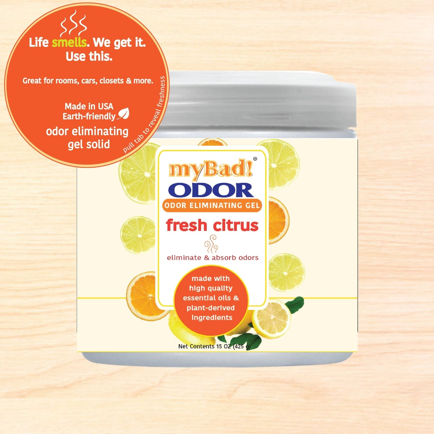 my Bad! Odor Eliminator Gel 15 oz - Fresh Citrus