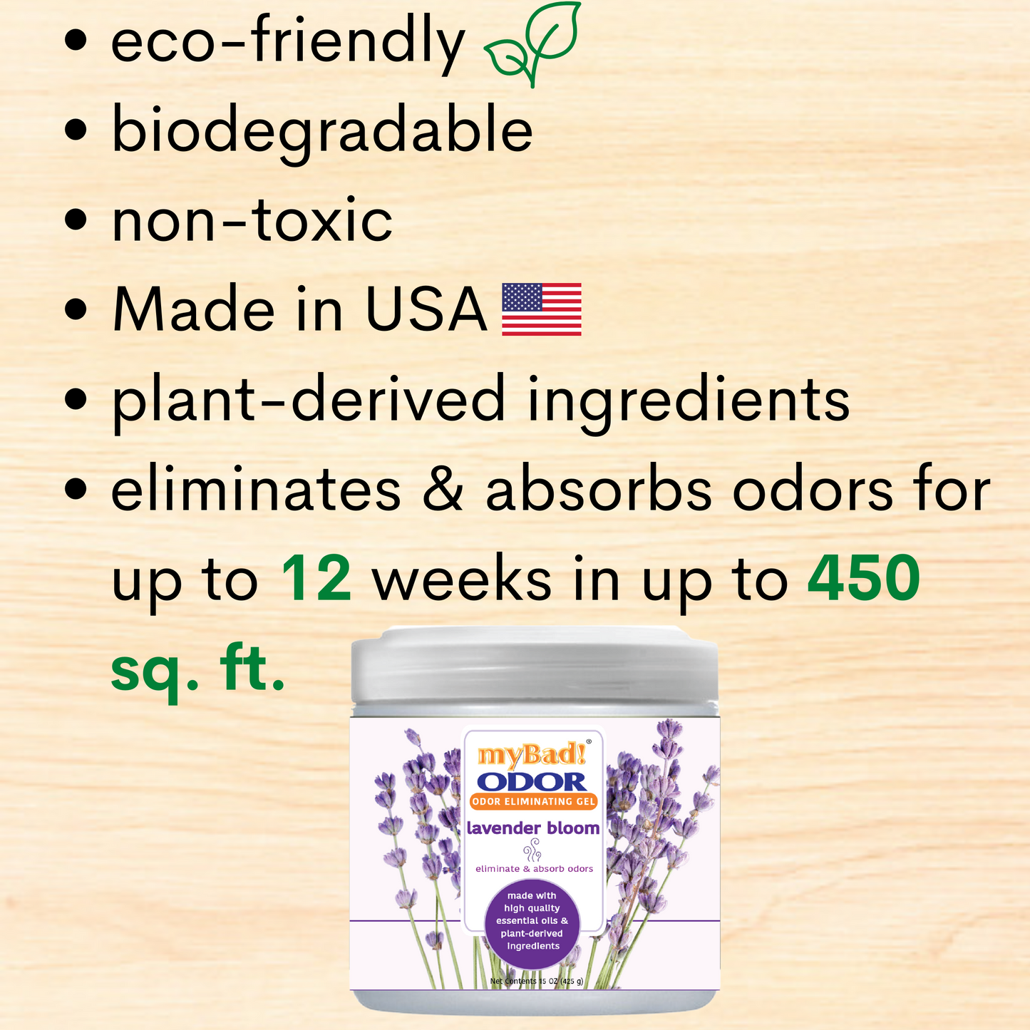 my Bad! Odor Eliminator Gel 15 oz - Lavender Bloom (2 PACK) Air Freshener - Eliminates Odors in Bathroom, Pet Area, Closets