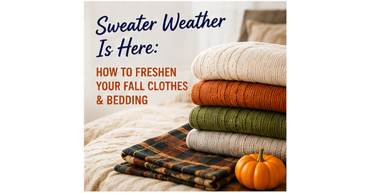 Fresh fall sweaters, blankets and bedding ready for seasonal use