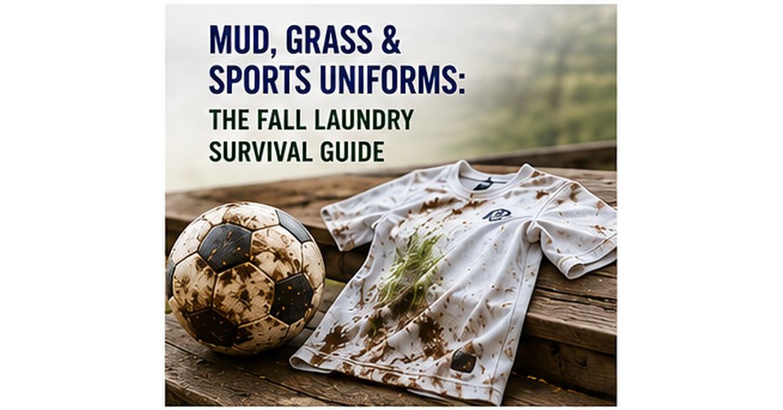 Mud and grass stained fall sports uniform ready for cleaning