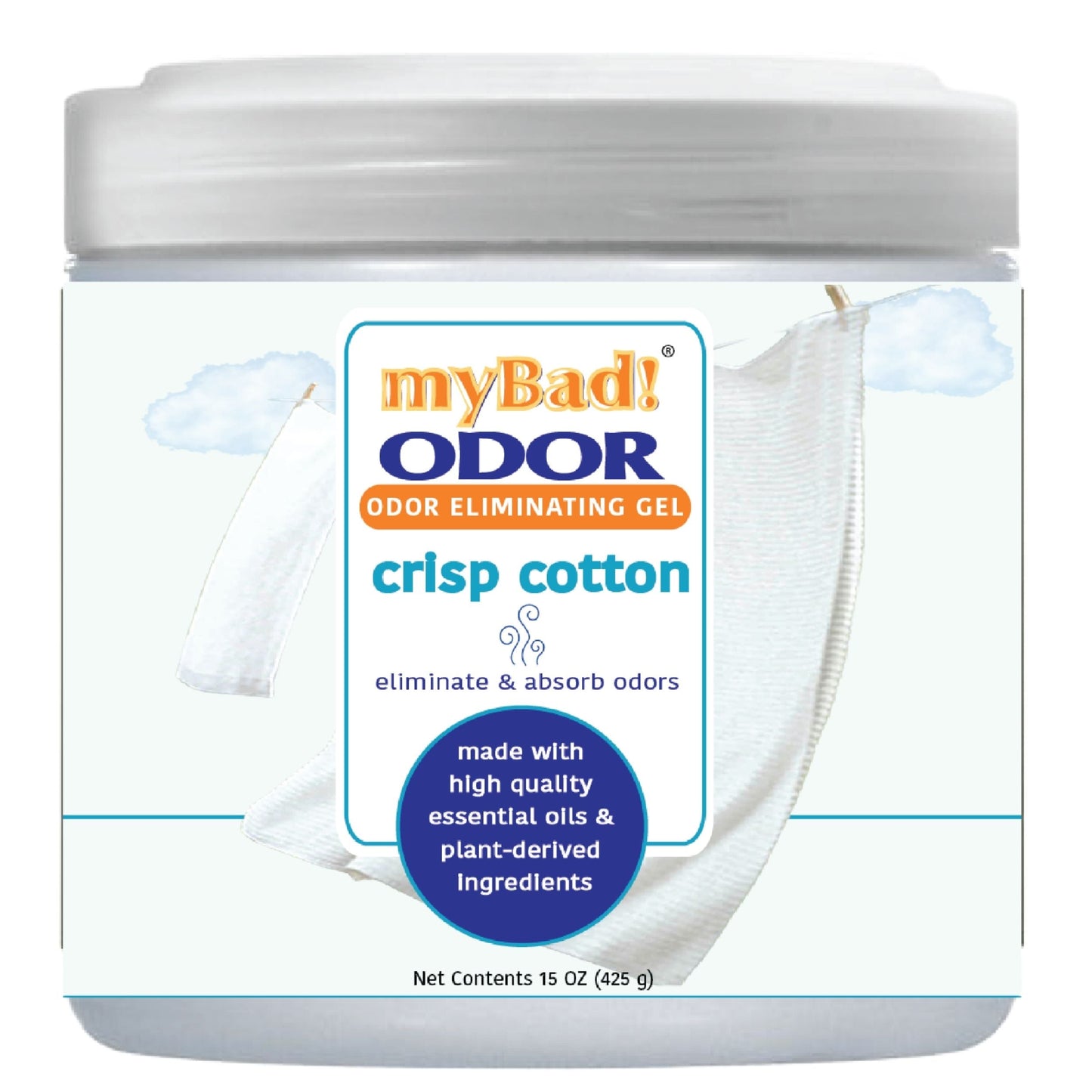 my Bad! Odor Eliminator Gel 15 oz - Crisp Cotton