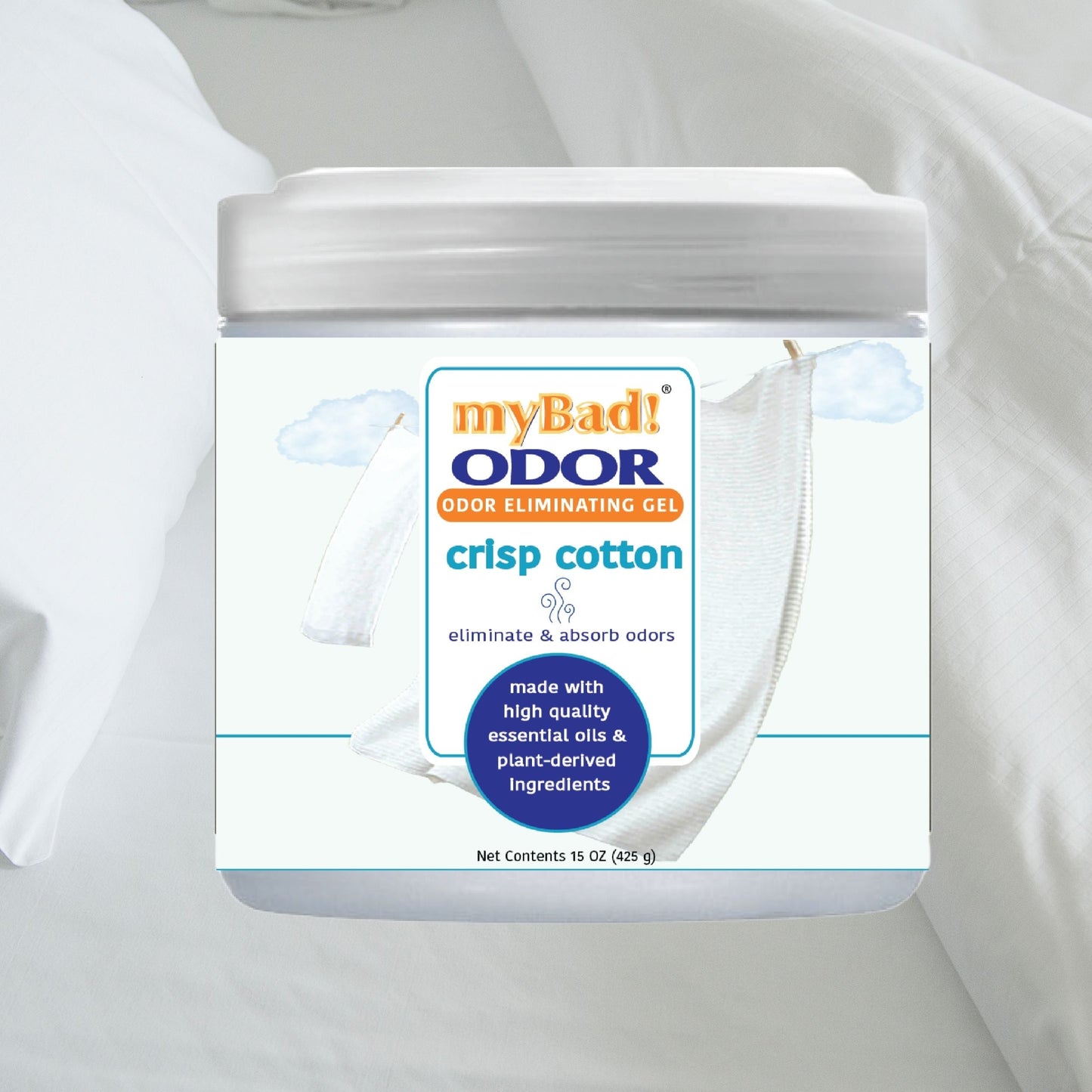 my Bad! Odor Eliminator Gel 15 oz - Crisp Cotton