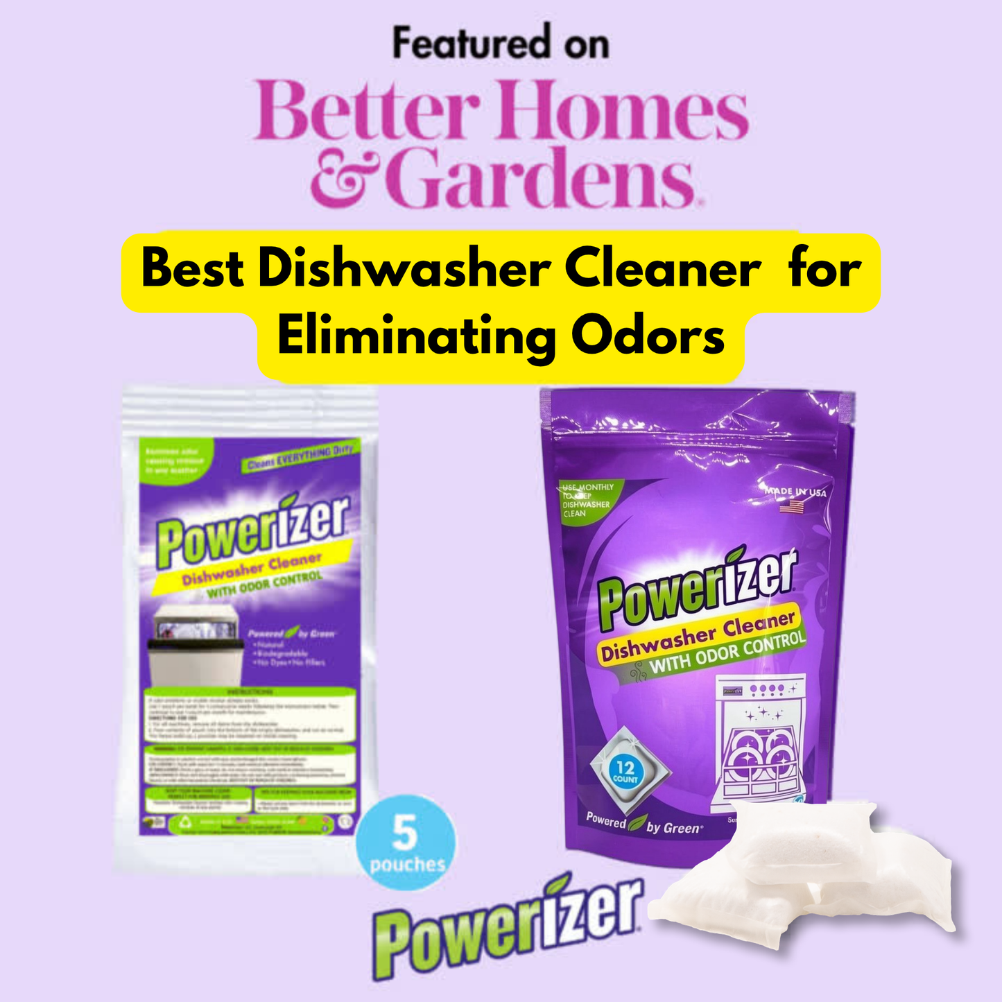 Powerizer Dishwasher Machine Cleaner Pods, 12 Count | Deep Clean Your Dishwasher Machine | Removes Odor & Buildup | Eco-Friendly, Biobased, Non-Toxic Formula