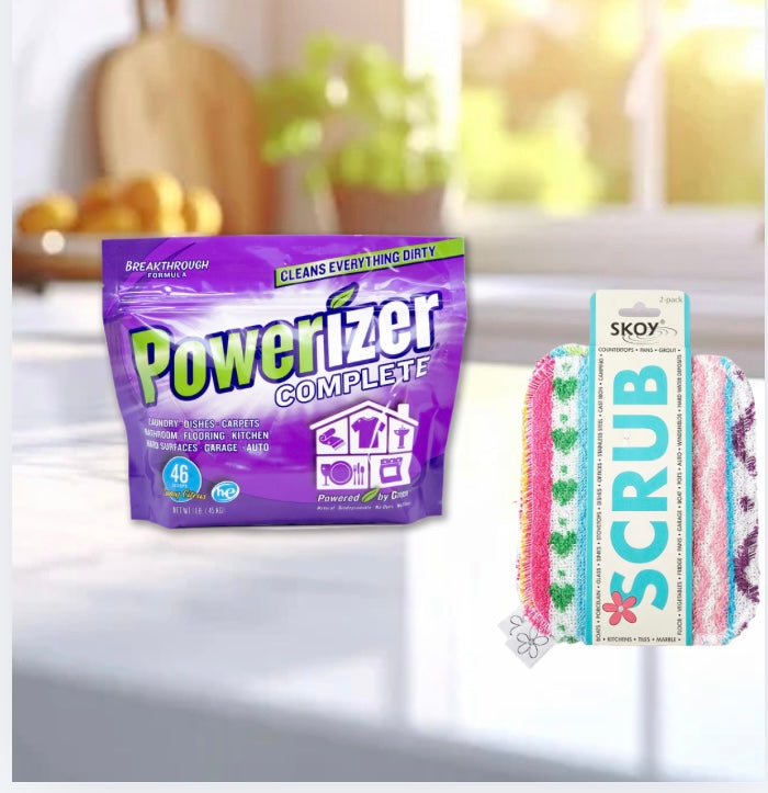 Powerizer 1lb + Skoy 2 Pack Scrub Sponges Bundle Pack