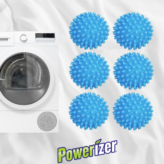 Powerizer Laundry Dryer Balls 6 Pack- Reusable, Alternative to Dryer Sheets and Fabric Softener. Reduce Drying time