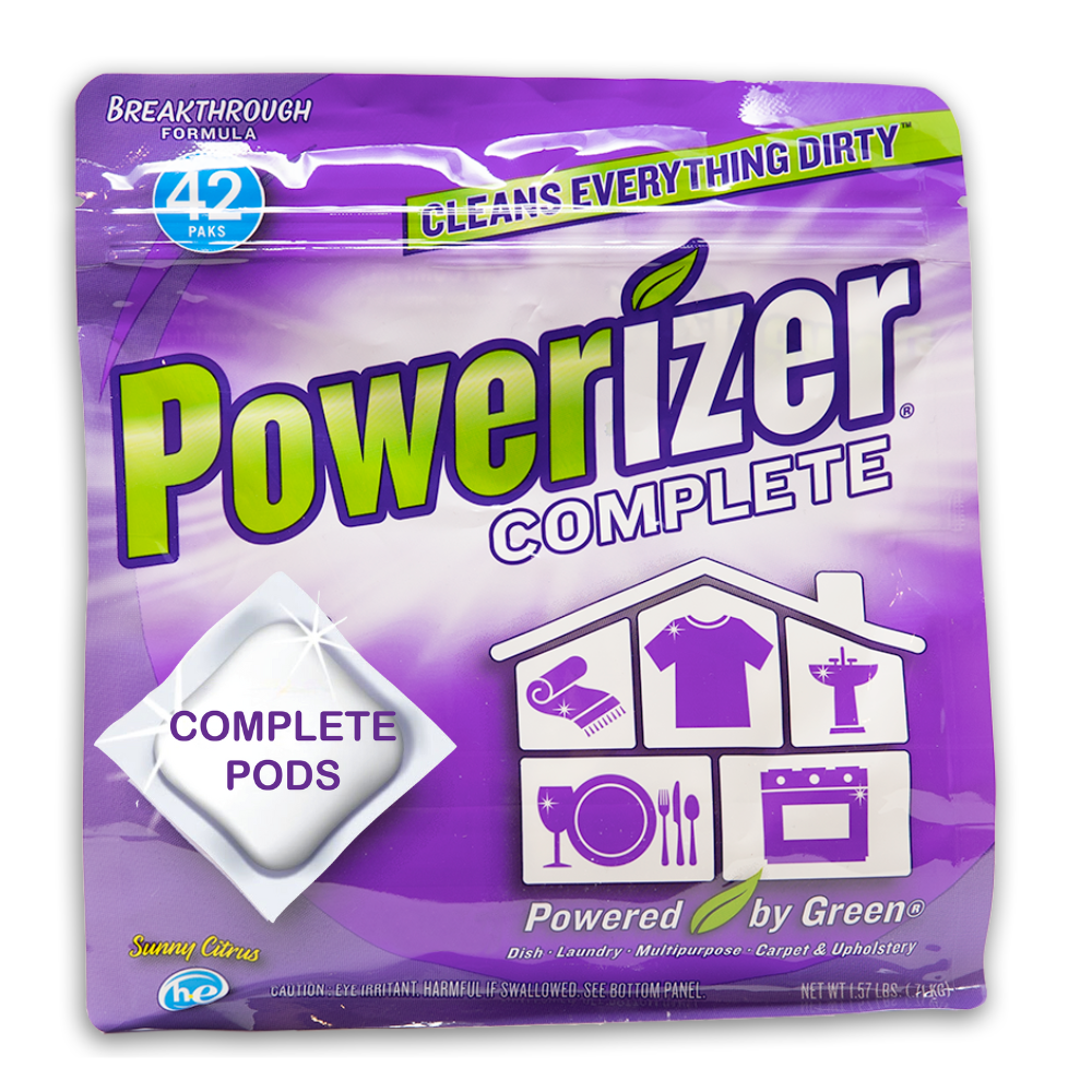 Powerizer Complete Pods - ALL-IN-ONE Plant-Based Laundry & Dishwasher Detergent - 42 Count