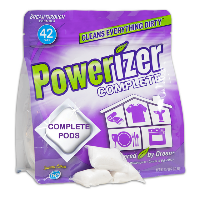 Powerizer Complete Pods - ALL-IN-ONE Multipurpose Cleaning | Plant-Based Concentrated Laundry Detergent & Dishwasher Pods - 42 Count