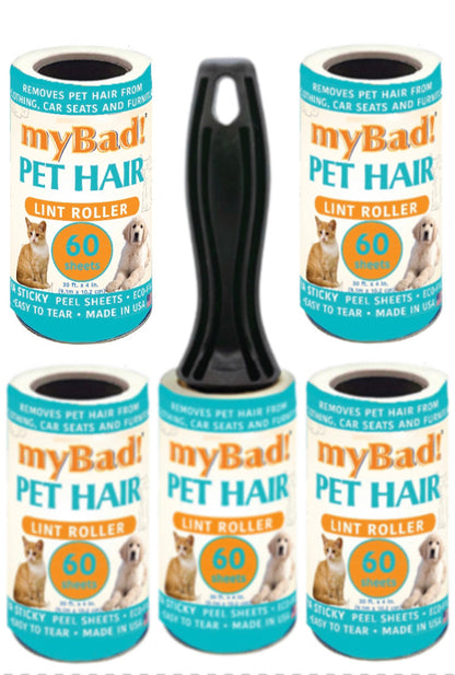 my Bad Pet Lint Roller 5 Pack- 1 Handle 5 Refills