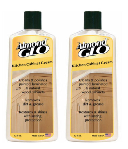 Almond Glo 2 Pack Kitchen Cabinet Cream, 12 oz Multisurface Wood Cleaner and Polish Furniture Quick Shine Restorer Protector Kitchen Cabinets Surface Cleaner