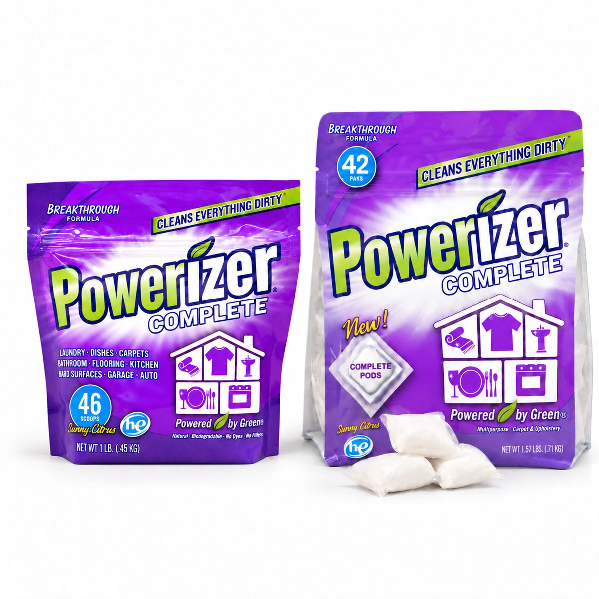 Powerizer Complete 1 lb powder and 42-count Pods bundle on a white background
