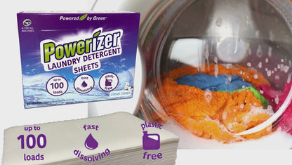 Powerizer Laundry Detergent Sheets – Up to 100 Loads |Eco-Friendly, Biodegradable, Plant-Based, Concentrated, No plastic jugs