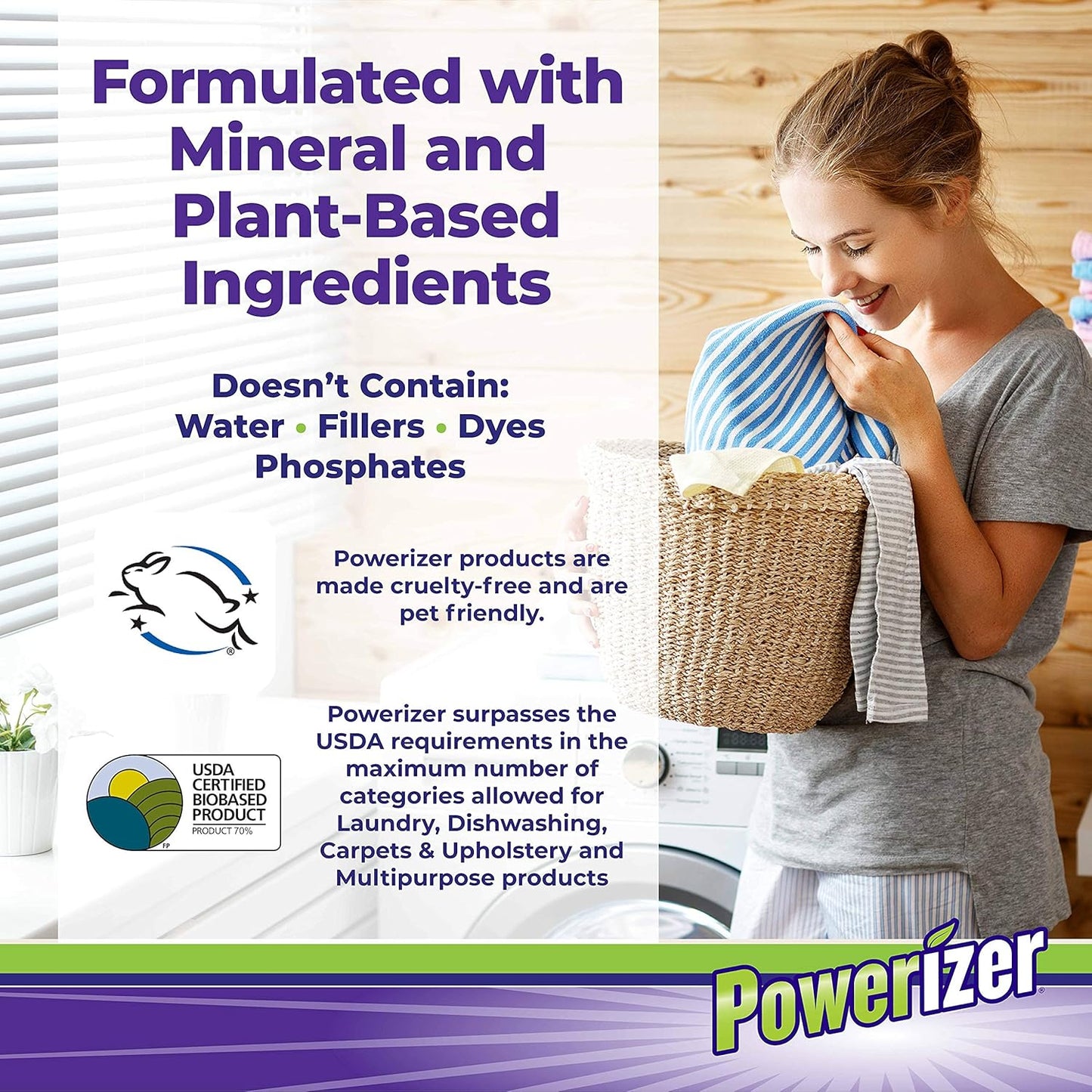 Powerizer Complete All-Natural Detergent Powder, 3lb + Squirt Bottle