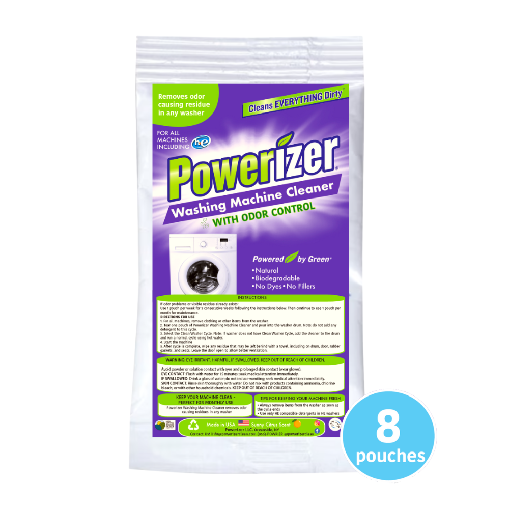 Powerizer Washing Machine Cleaner with Odor Control, 8 Pack- Cleans Front Load and Top Load Washers including HE