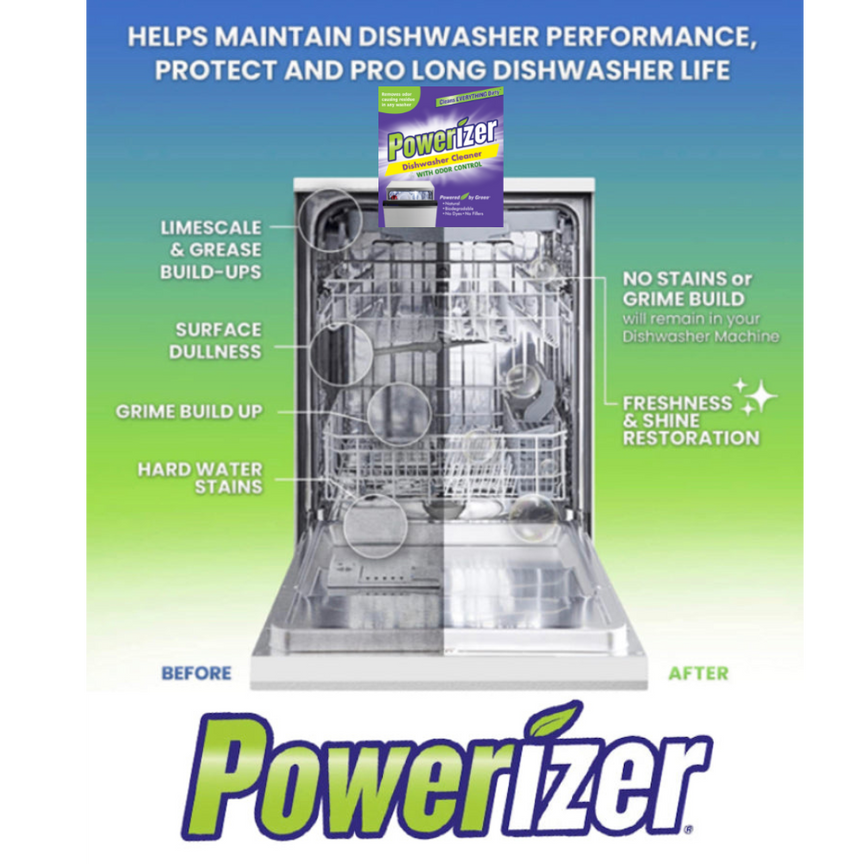 Powerizer Dishwasher Cleaner with Odor Control, 8 Pack