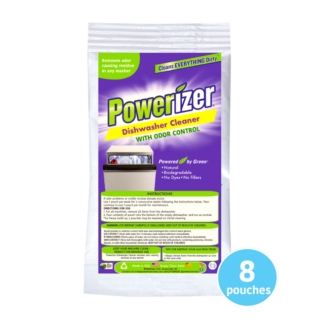 Powerizer Dishwasher Cleaner with Odor Control, 8 Pack