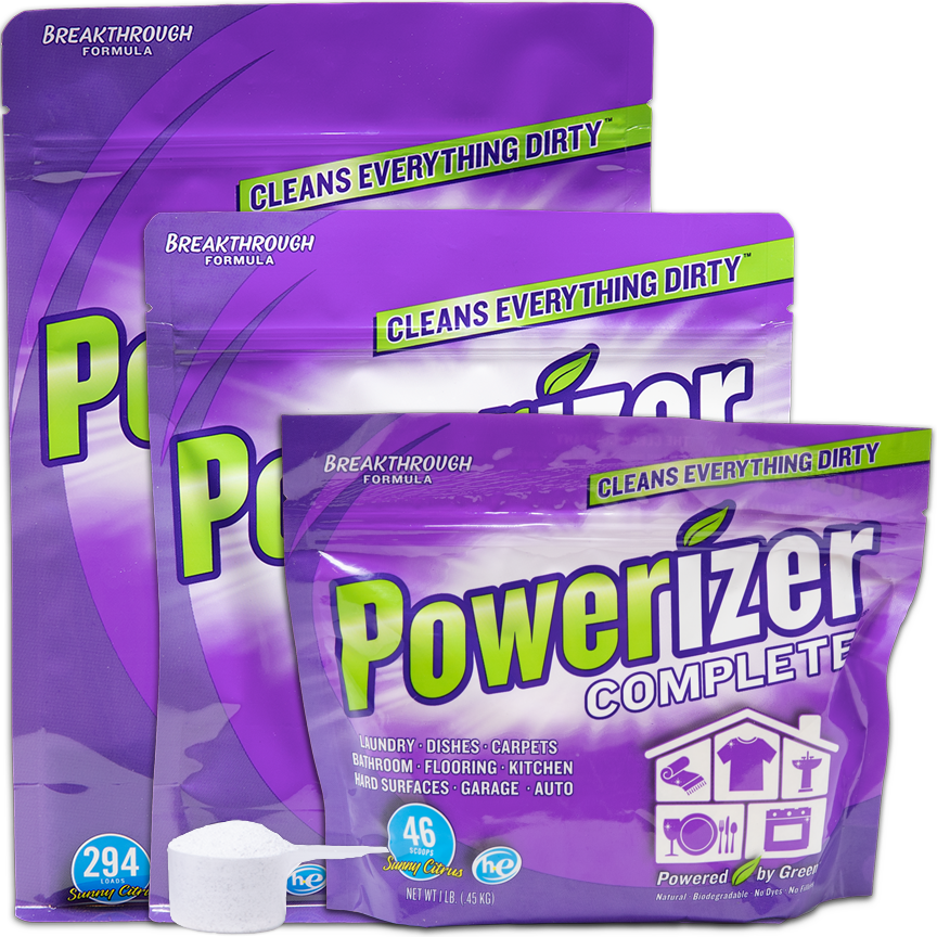 Powerizer Laundry and Dishwasher eco-friendly all purpose detergent 1lb 3lb 6.5lb bag 