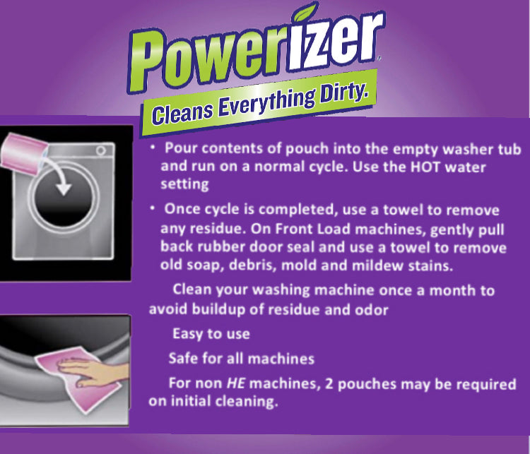 Powerizer Washing Machine Cleaner with Odor Control, 8 Pack- Cleans Front Load and Top Load Washers including HE