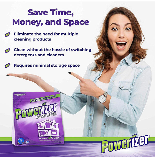 Powerizer Complete Multipurpose Detergent & Cleaner - Laundry, Dish, Carpet, Bath - 3 lb/6 Pack